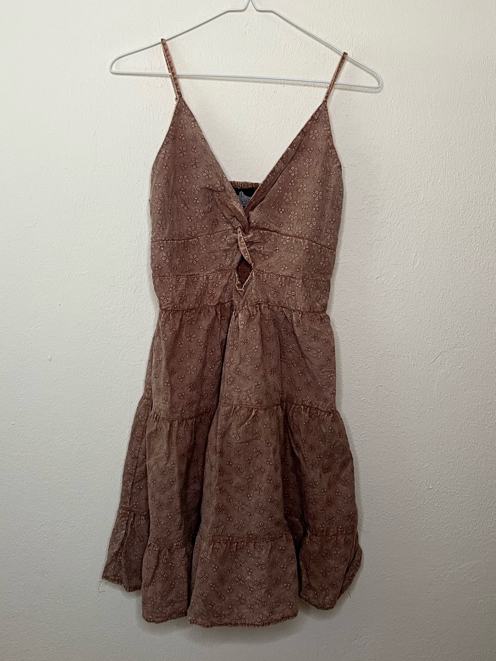 Brown Angie Tiered V-Neck Dress